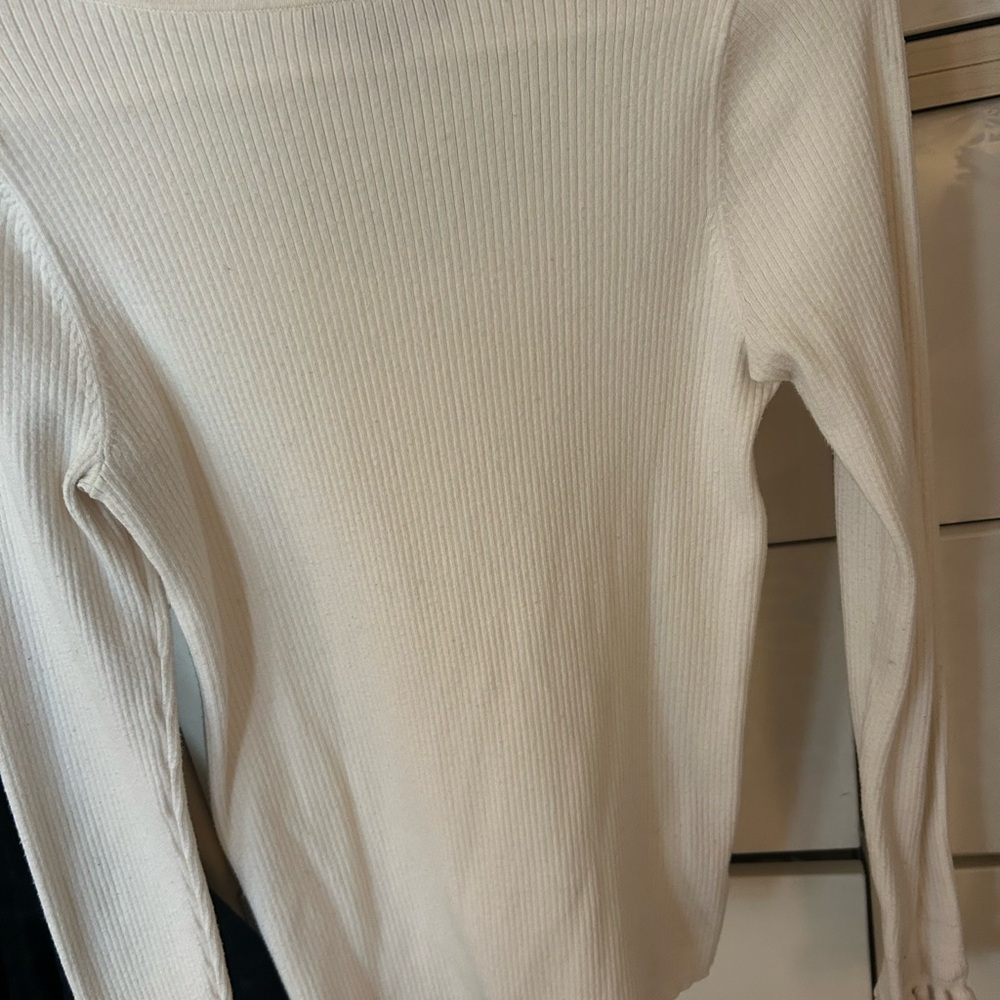 Ann Taylor Ivory Ribbed Knit Top - Picture 2 of 3